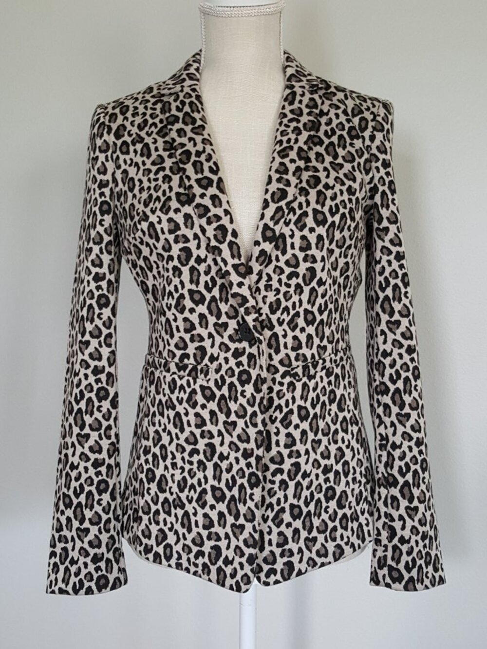 NEW MARKS & SPENCER Leopard Print Blazer Animal Print Fitted Knit Jacket